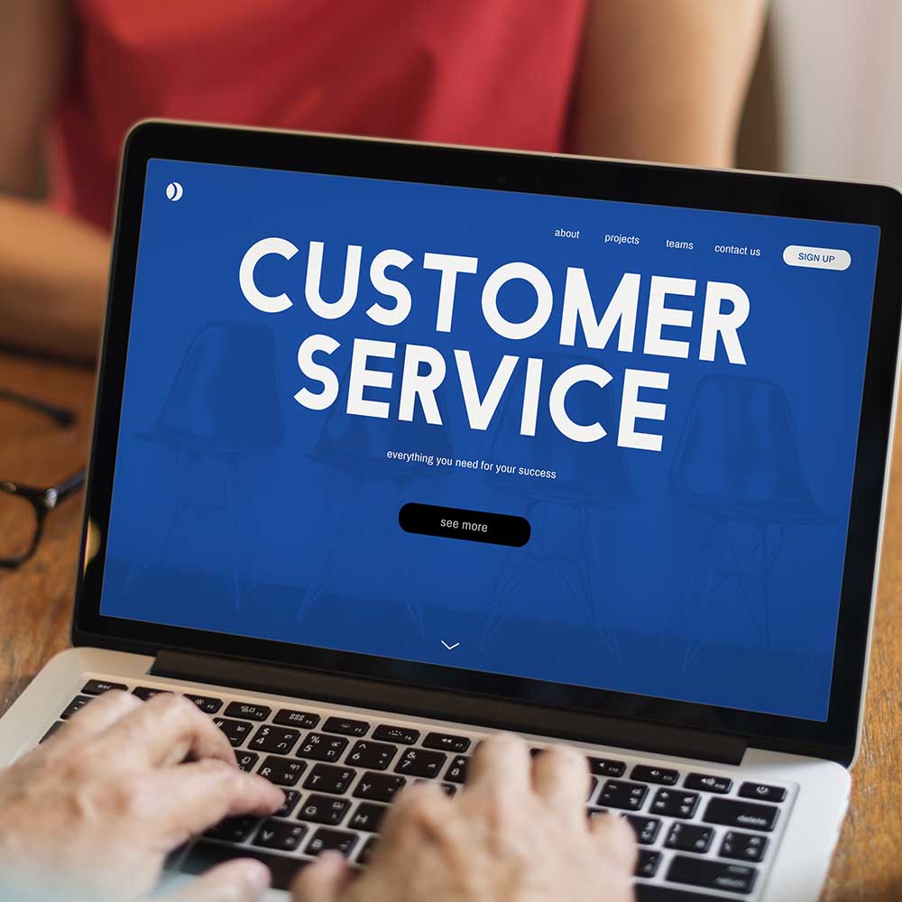 Customer care webpage interface word